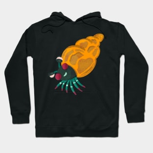 Happy Little Hermit Crab on Green Background Hoodie